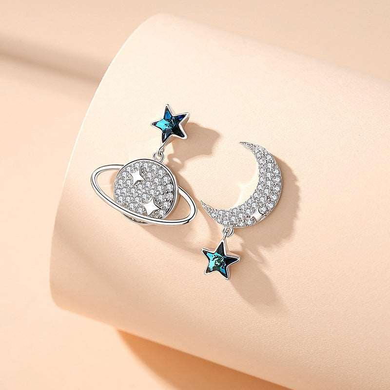 Cercei din argint cu pietre Swarovski și detalii stelare - CSW03 – Design elegant de la Masiri.ro