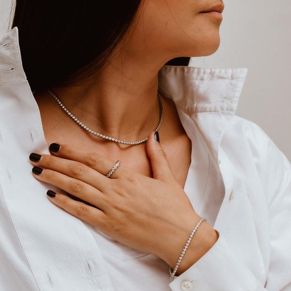 Colier din argint tennis cu pietre strălucitoare 2 mm - L27 – Design elegant de la Masiri.ro