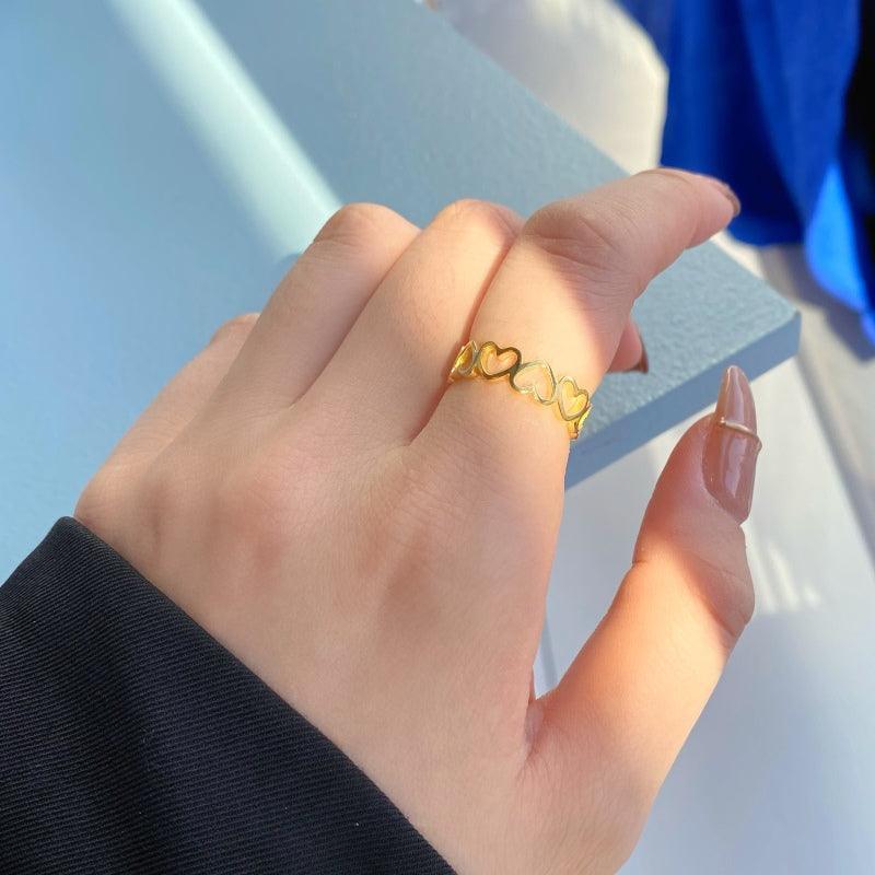 Inel din argint placat cu aur, design Full Hearts – I46 – Design elegant de la Masiri.ro