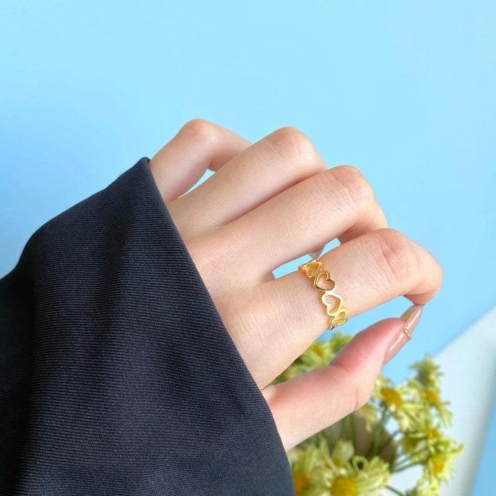 Inel din argint placat cu aur, design Full Hearts – I46 – Design elegant de la Masiri.ro