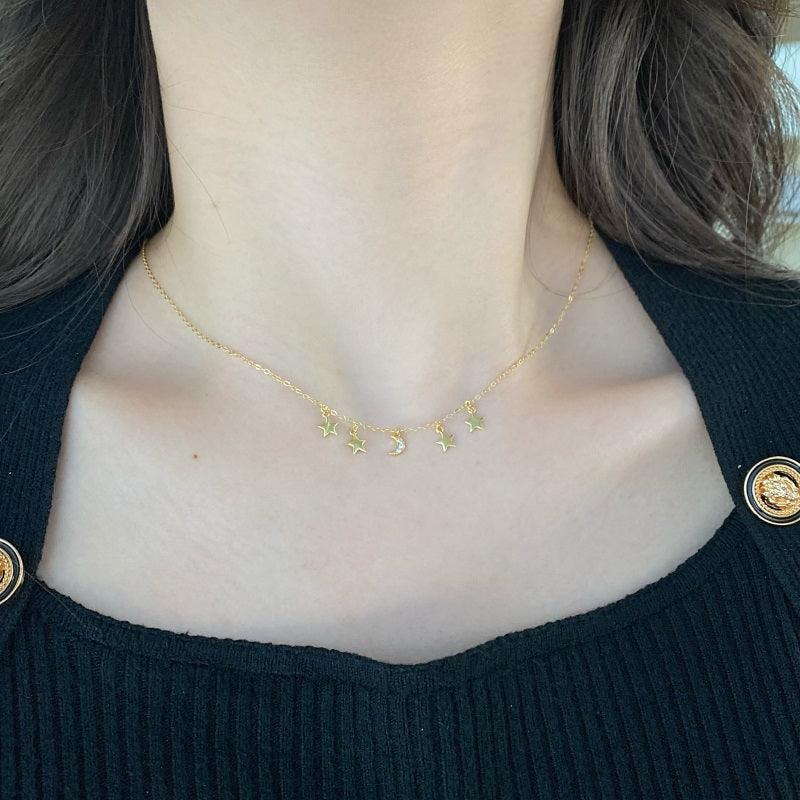 Colier din argint placat cu aur si elemente astrale - L49 – Design elegant de la Masiri.ro