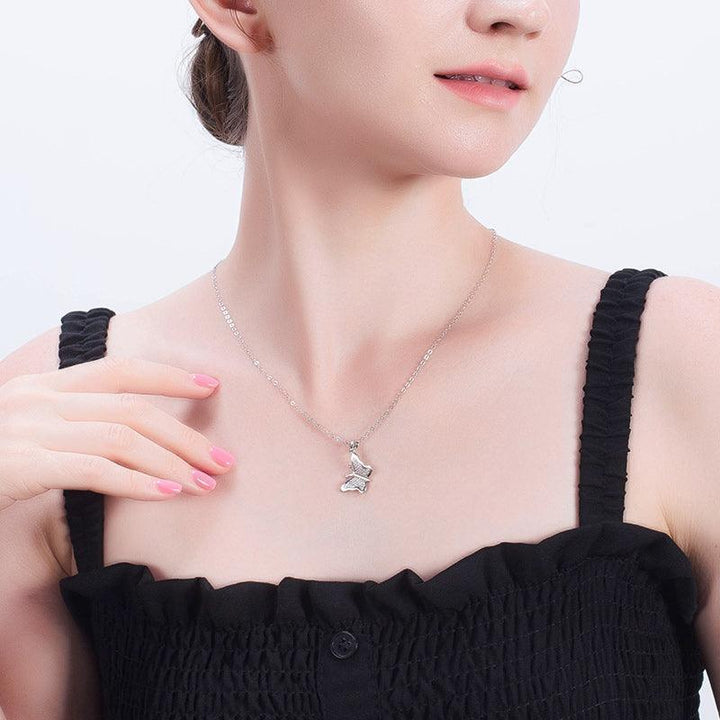 Colier din argint cu pandantiv fluture decorat cu zirconii - L05 – Design elegant de la Masiri.ro