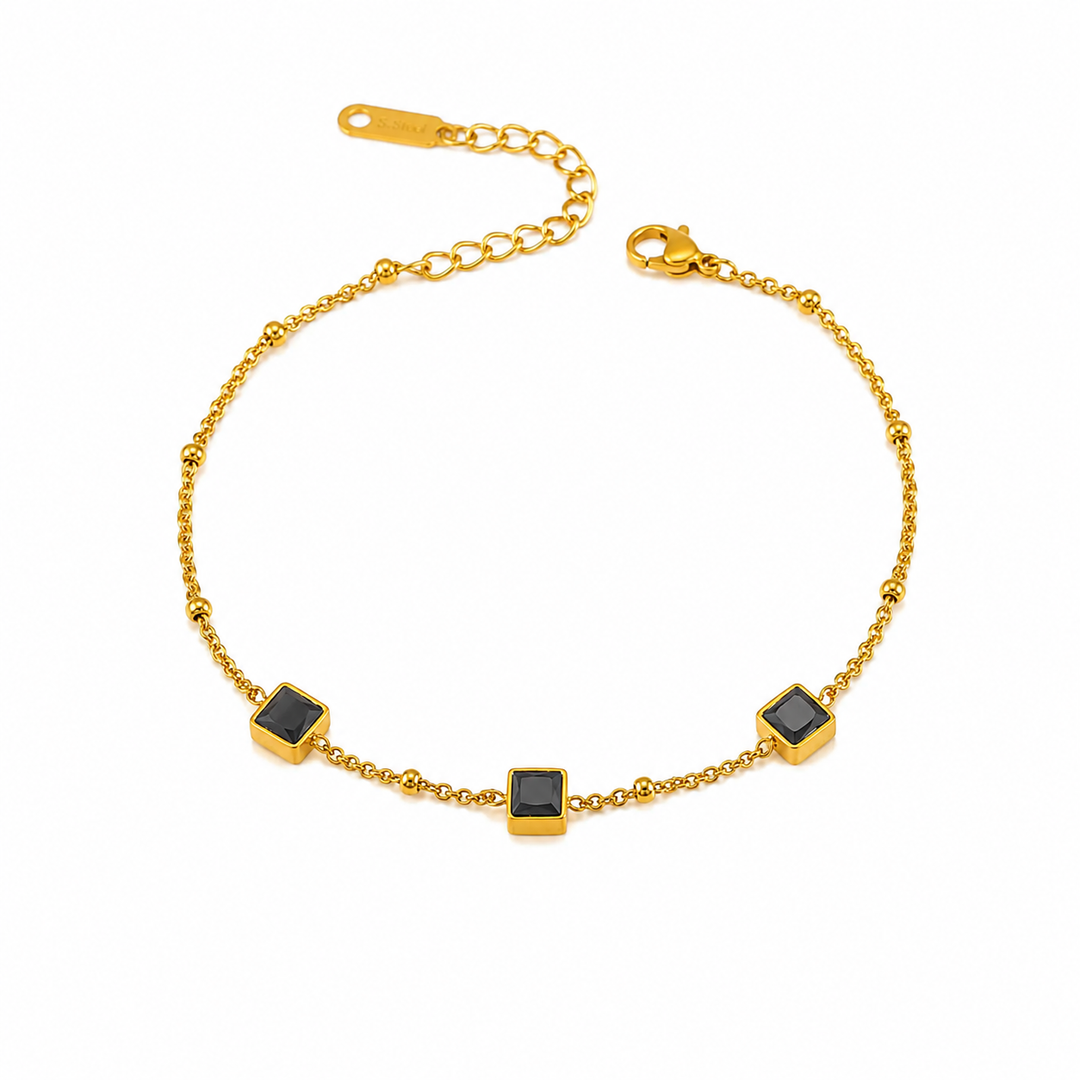 Bratara Gold Black Square