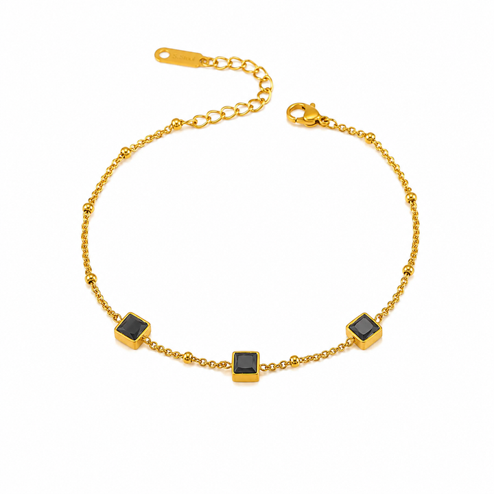 Bratara Gold Black Square