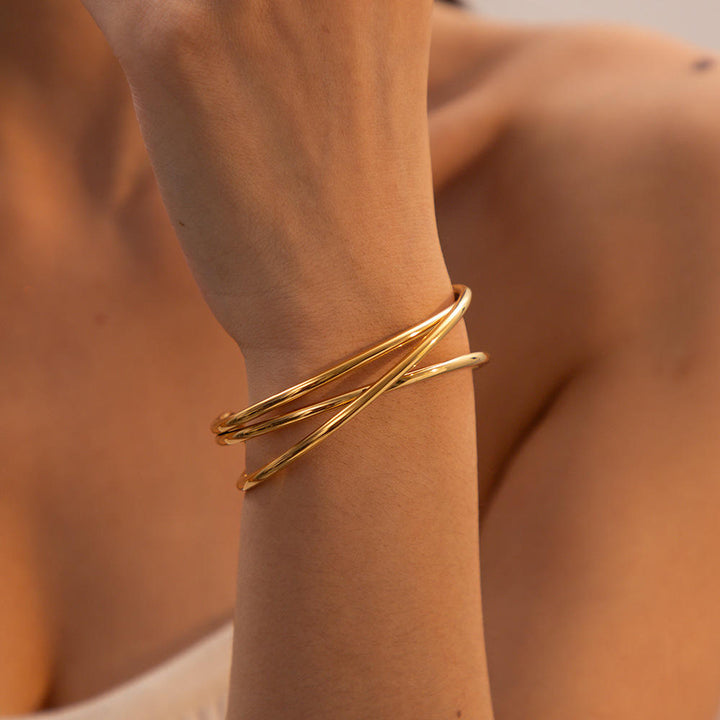 Bratara Gold Double Line Minimal1