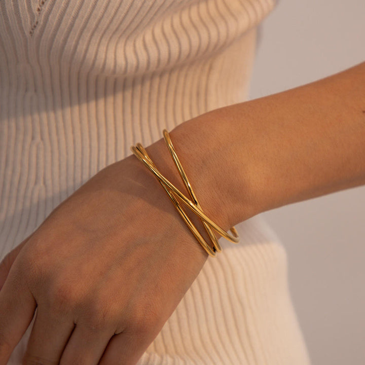 Bratara Gold Double Line Minimal2