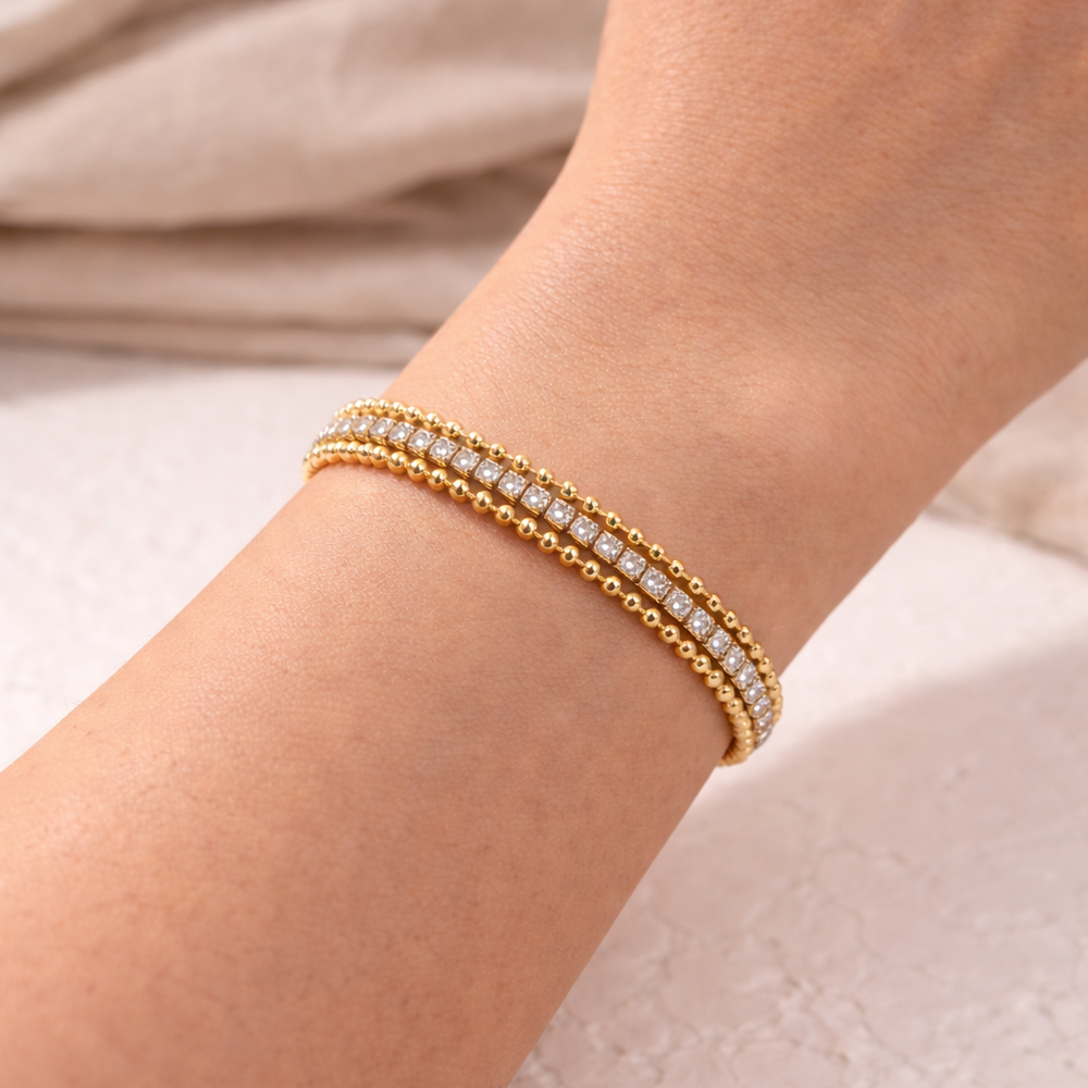 Bratara Gold Double Tennis Glow1