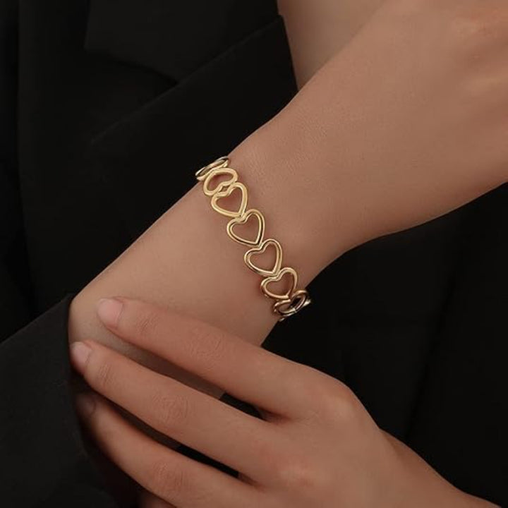 Bratara Gold Heart Chain1