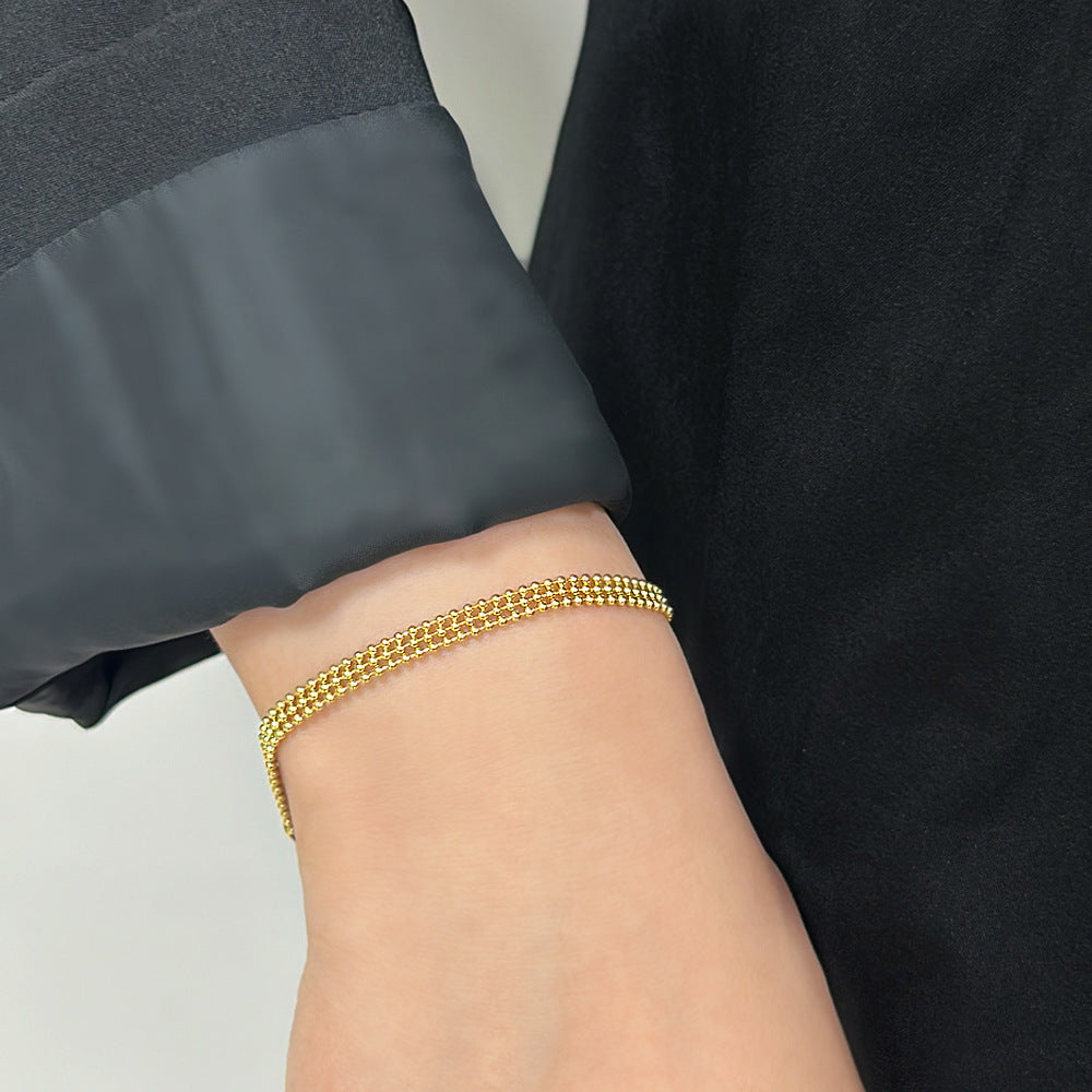 Bratara Gold Triple Beads1