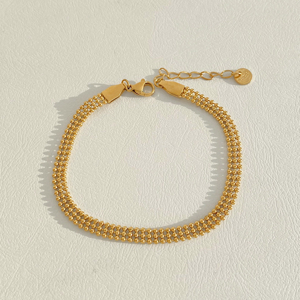 Bratara Gold Triple Beads4