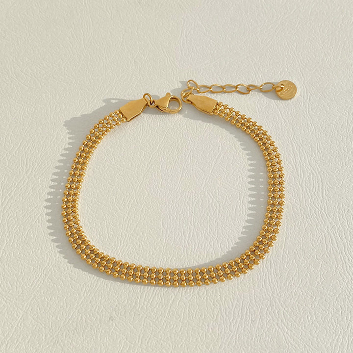 Bratara Gold Triple Beads4