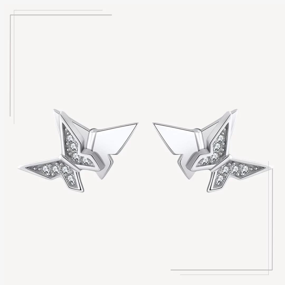 Cercei Argint Butterflies Fundal Alb