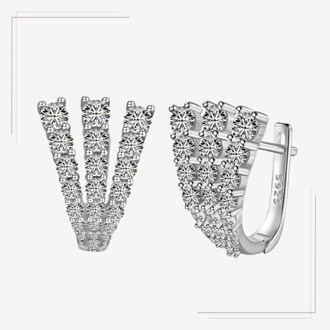 Cercei din argint cu pietre stralucitoare în evantai - Eloise – Design elegant de la Masiri.ro