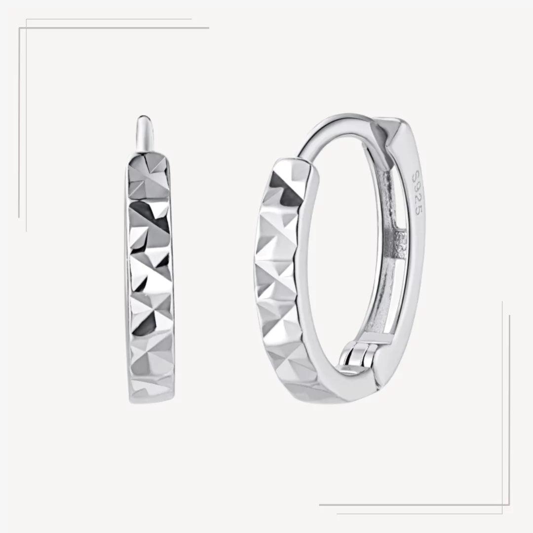 Cercei Argint Simple Hexa Hoops Principala fundal alb