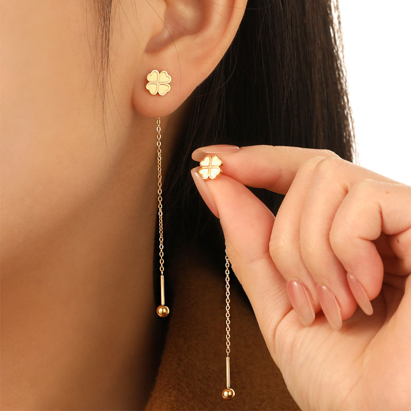 Cercei Gold Simple Clover1