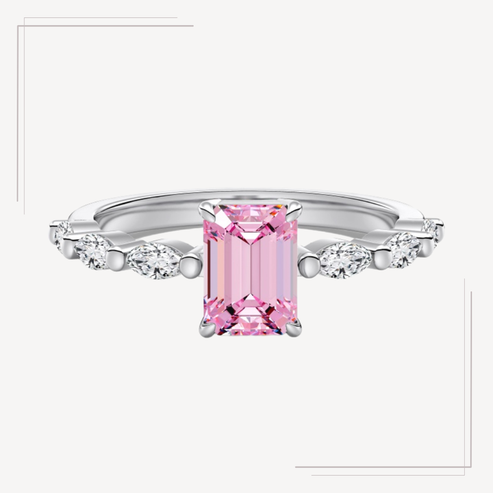 Inel din argint cu piatră centrală roz – Millie