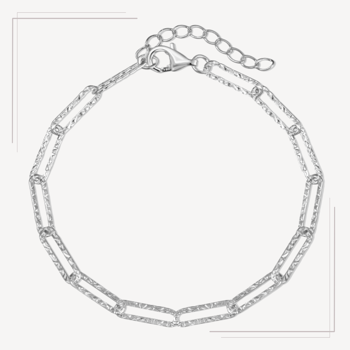 Brățară din argint cu zale texturate tip lanț – Eliza