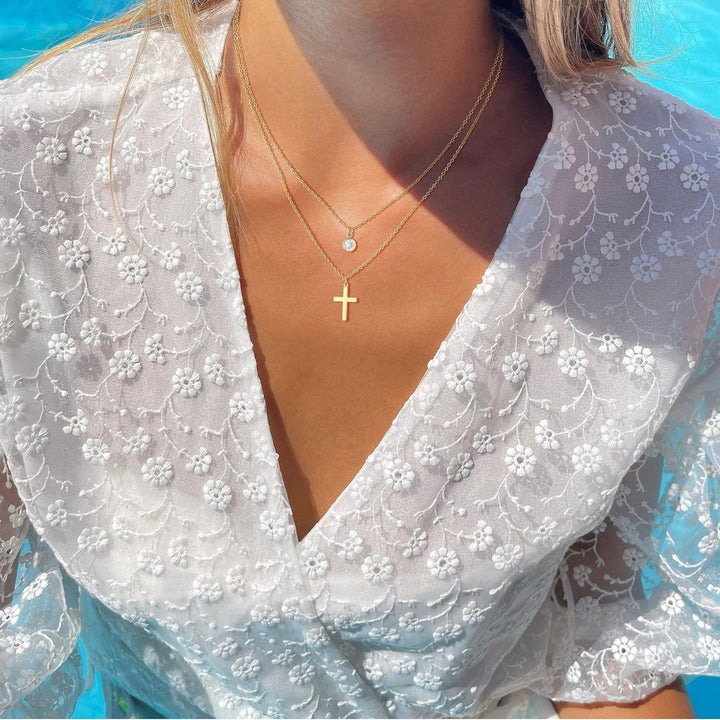 Set Cercei si Colier Gold Cross Shine