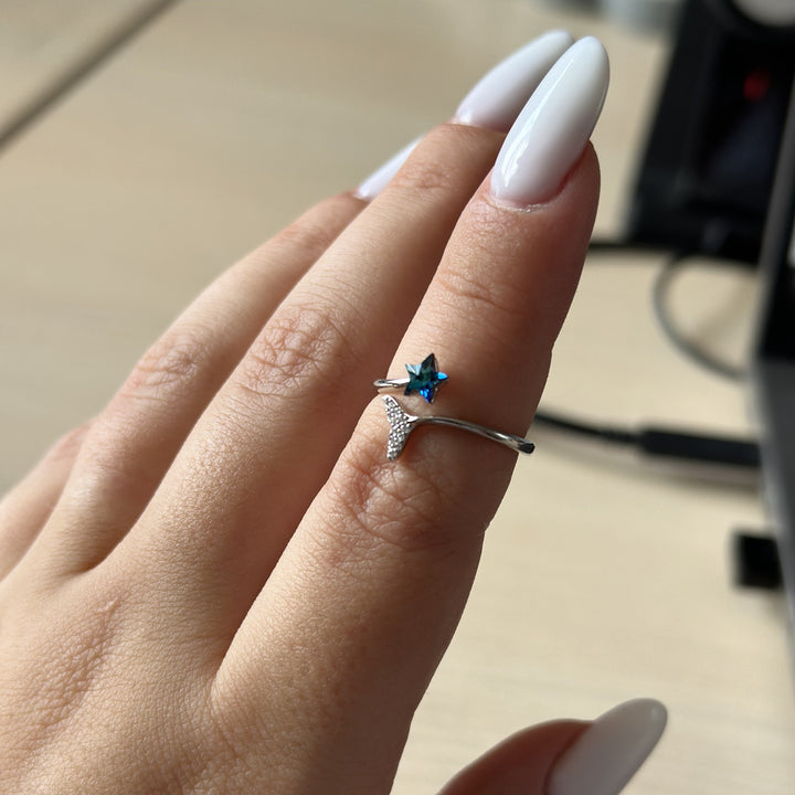 Inel din argint cu stea Swarovski albastră – ISW01