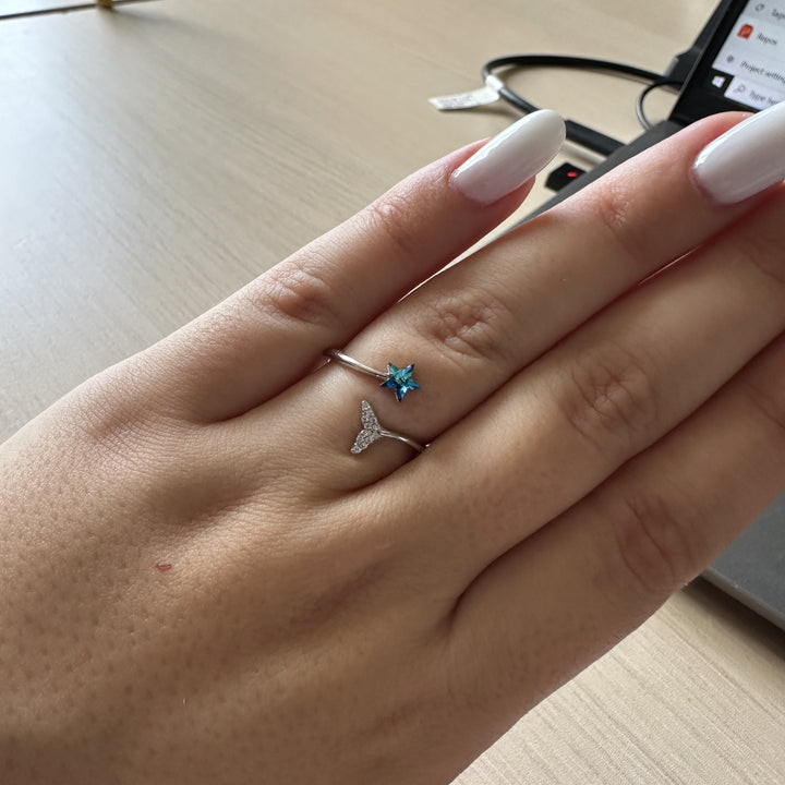 Inel din argint cu stea Swarovski albastră – ISW01