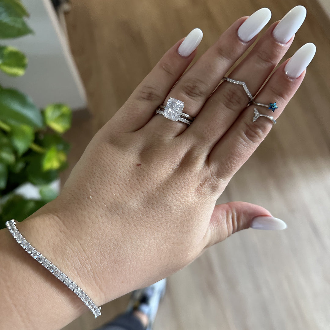 Inel din argint cu stea Swarovski albastră – ISW01