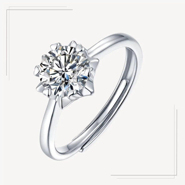 Inel Argint Diamant Moissanite Classic Imagine fundal alb