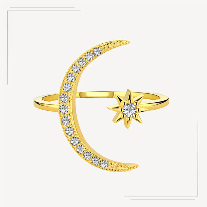 Inel Argint Golden Moon and Star I32