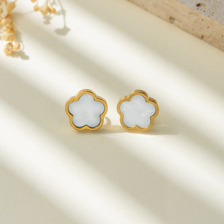 Set Cercei, Colier și Brățară Gold Clover - Alb2