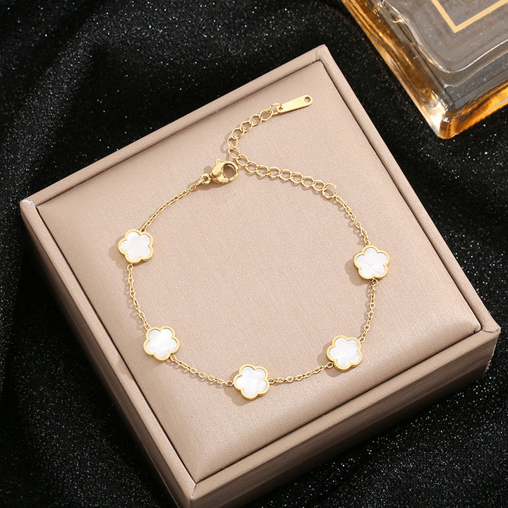 Set Cercei, Colier și Brățară Gold Clover - Alb4