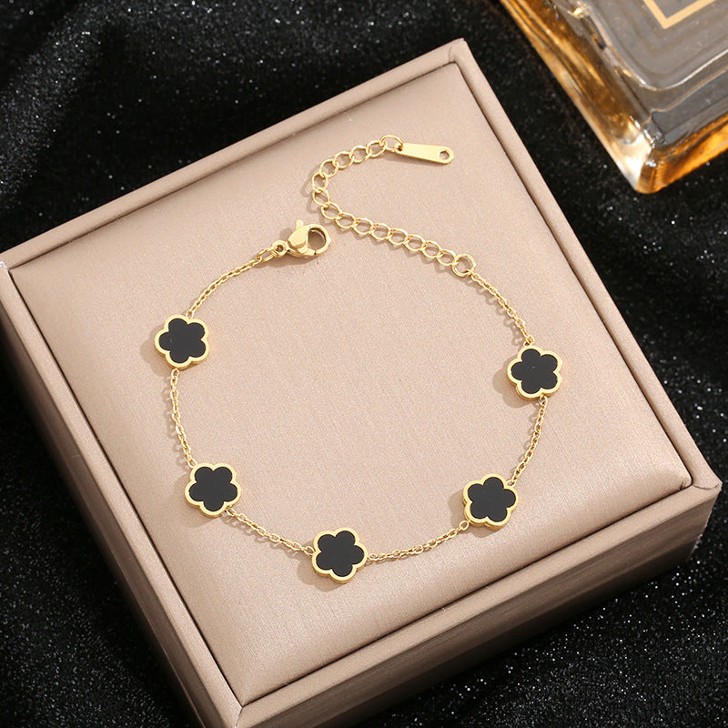 Set Cercei, Colier și Brățară Gold Clover - Negru2