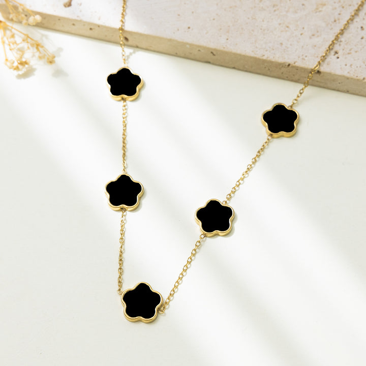 Set Cercei, Colier și Brățară Gold Clover - Negru3