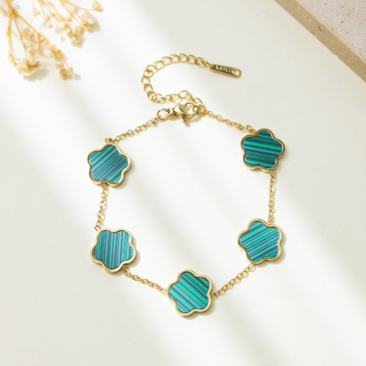 Set Cercei, Colier și Brățară Gold Clover - Verde2