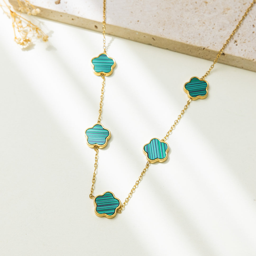 Set Cercei, Colier și Brățară Gold Clover - Verde3