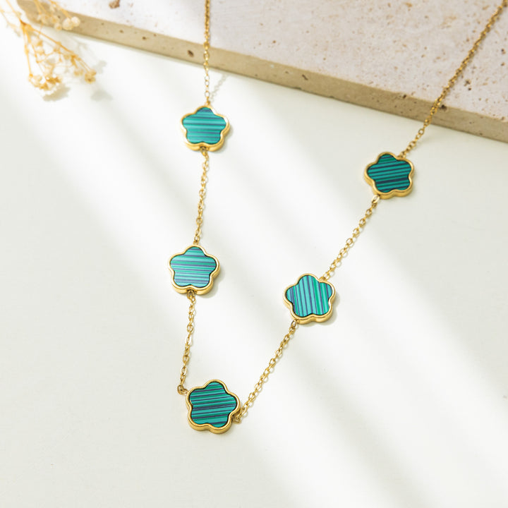Set Cercei, Colier și Brățară Gold Clover - Verde3