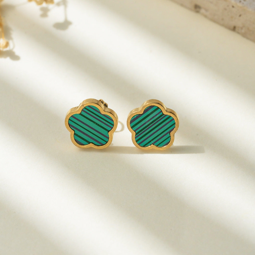 Set Cercei, Colier și Brățară Gold Clover - Verde4
