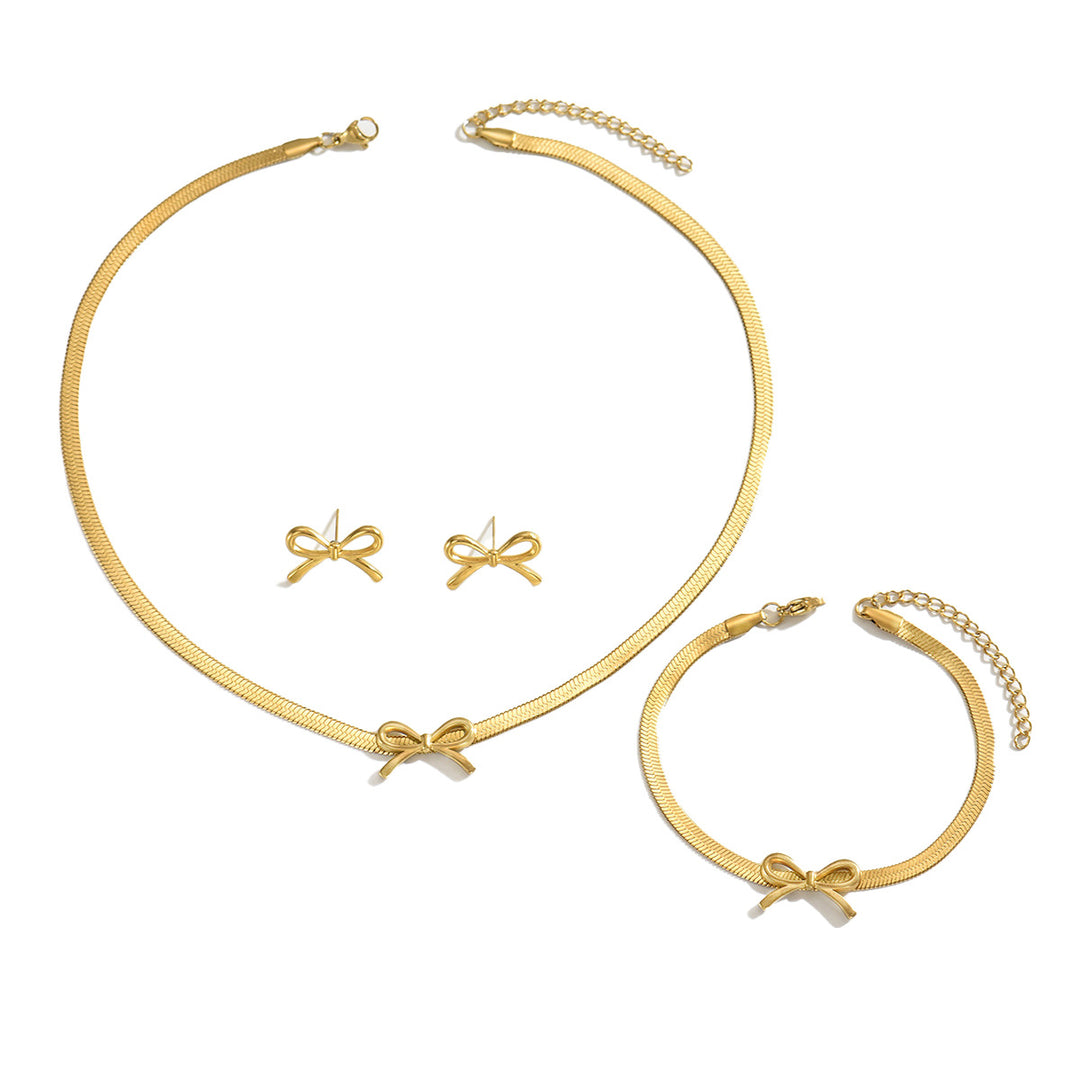 Set Cercei, Colier si Bratara Gold Ribbon