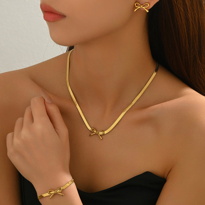Set Cercei, Colier si Bratara Gold Ribbon2