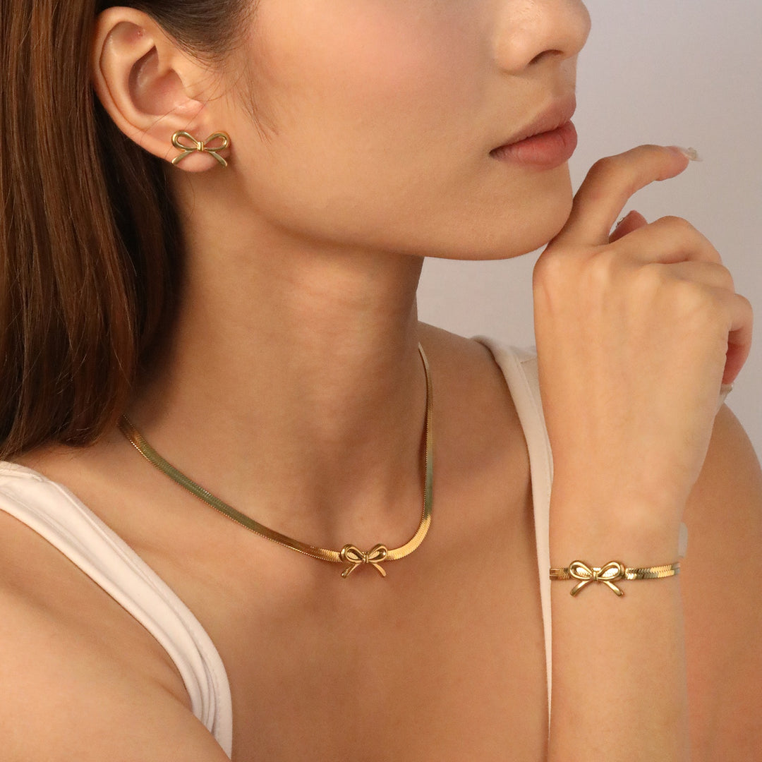 Set Cercei, Colier si Bratara Gold Ribbon3