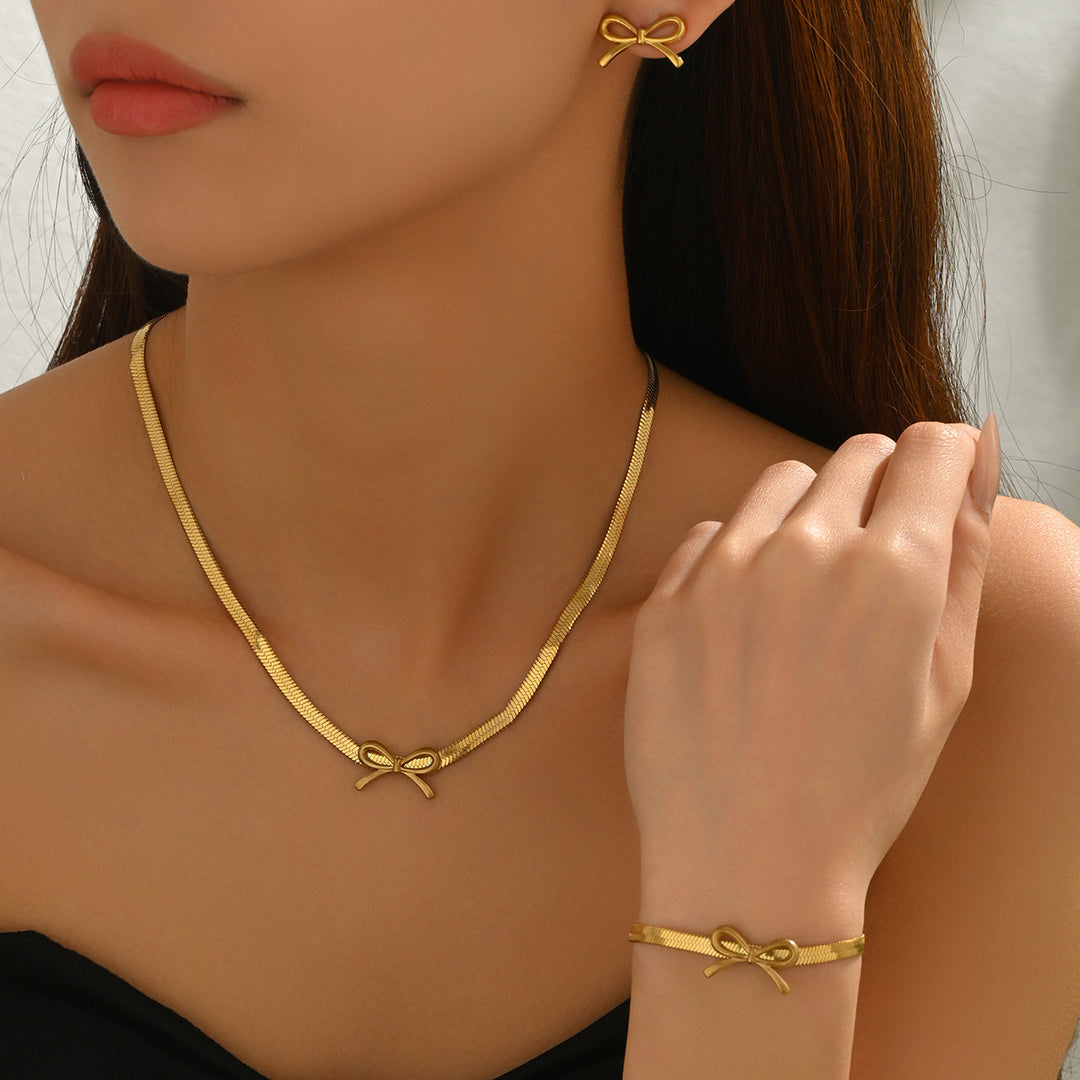 Set Cercei, Colier si Bratara Gold Ribbon4