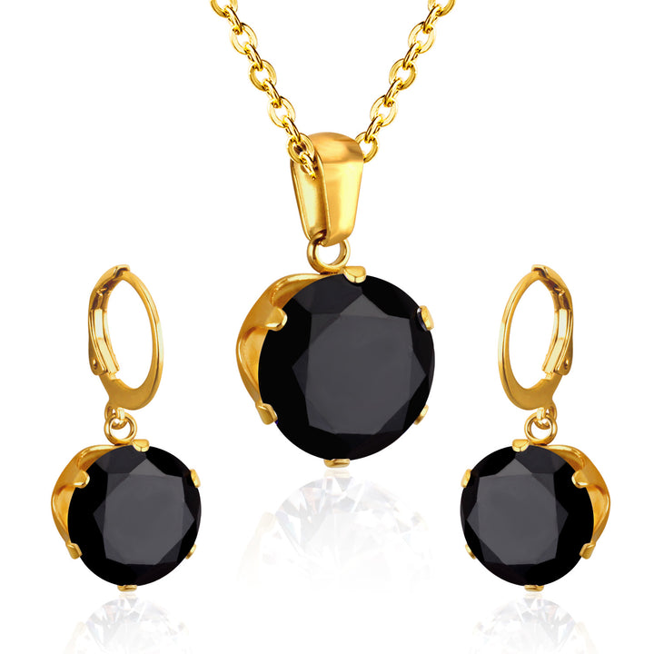 Set Cercei si Colier Gold Black Royale