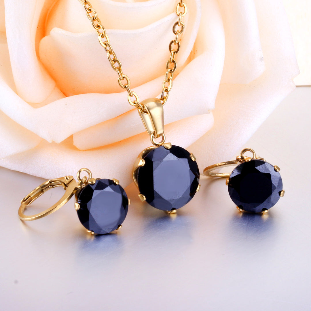 Set Cercei si Colier Gold Black Royale1