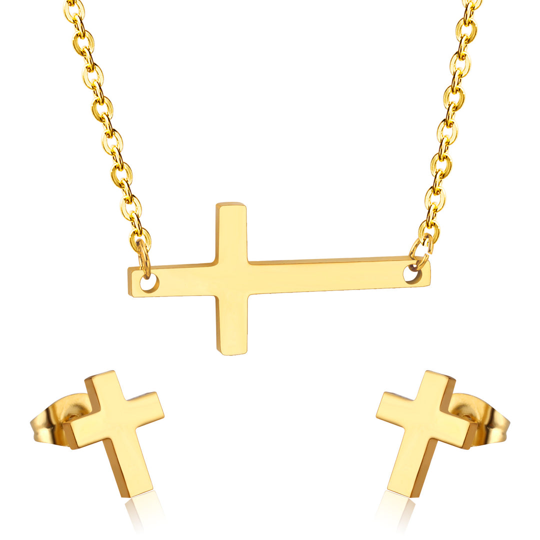 Set Cercei si Colier Gold Cross
