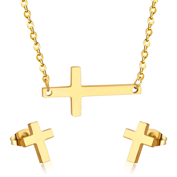 Set Cercei si Colier Gold Cross