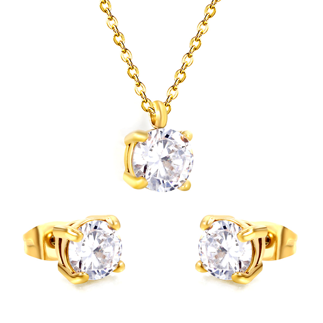 Set Cercei si Colier Gold Crystal Shine
