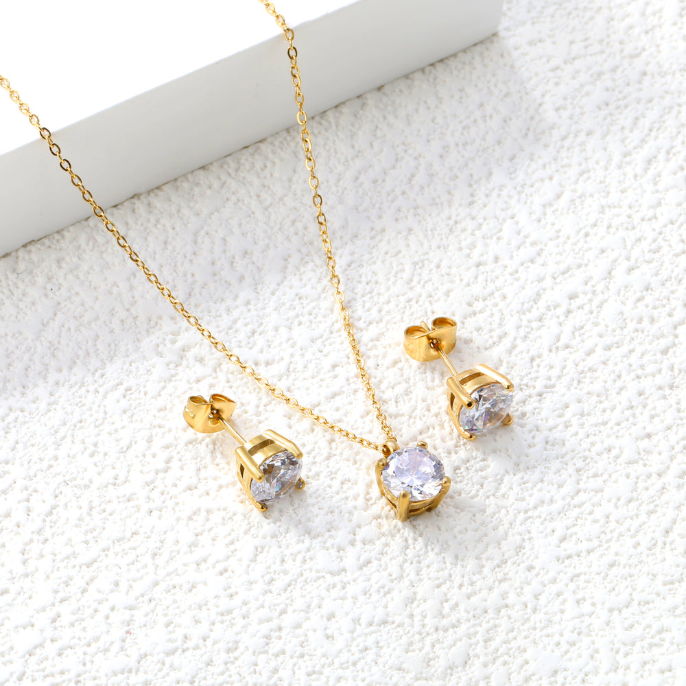 Set Cercei si Colier Gold Crystal Shine 1