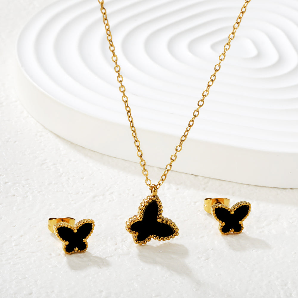 Set Cercei si Colier Gold Noir Butterfly1