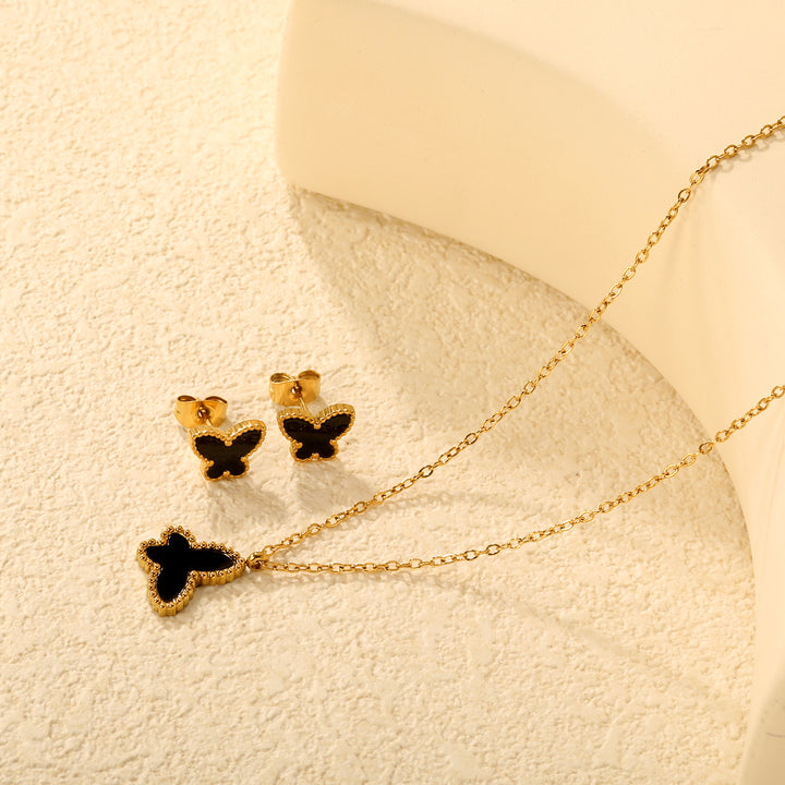 Set Cercei si Colier Gold Noir Butterfly2