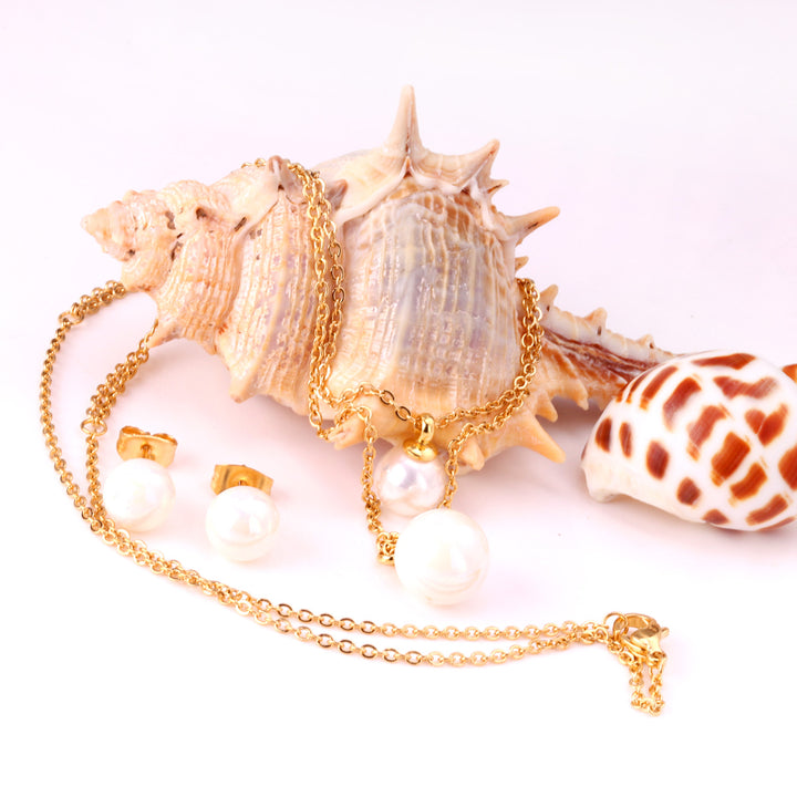 Set Cercei si Colier Gold Pearl1