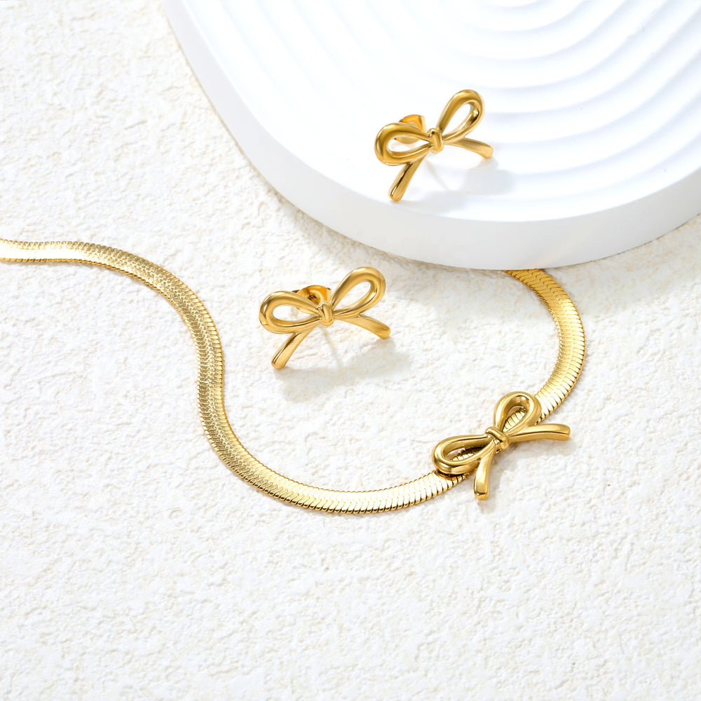 Set Cercei si Colier Gold Ribbon1