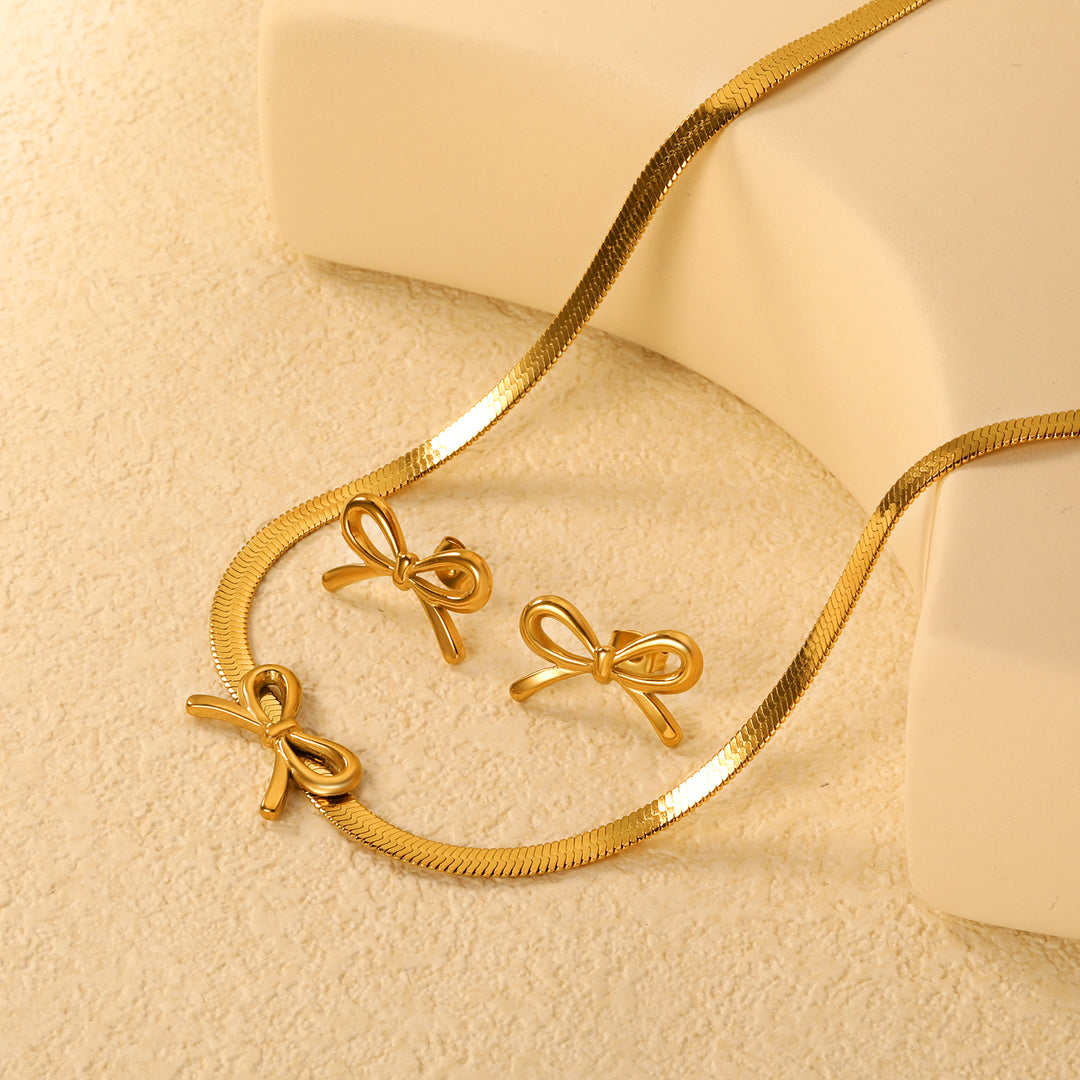Set Cercei si Colier Gold Ribbon2